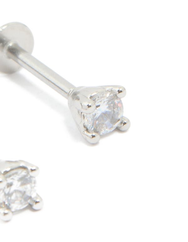 Surgical Steel Cubic Zirconia Flat Back Studs