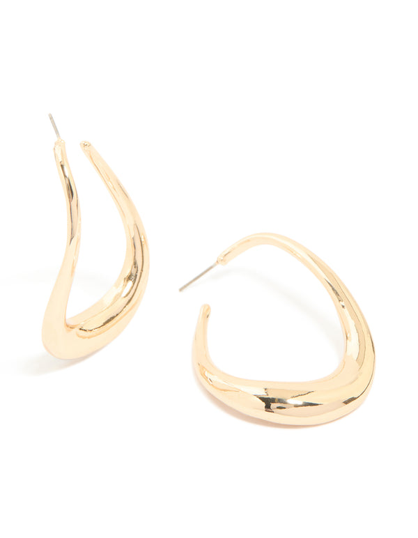 Gold Medium 3D Round Stud Earrings