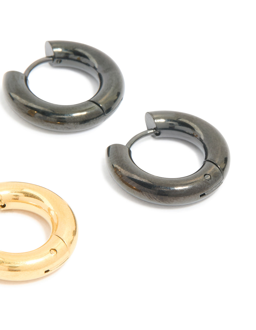 Waterproof Mixed Metal Stainless Steel Huggie Earrings 3-Pack