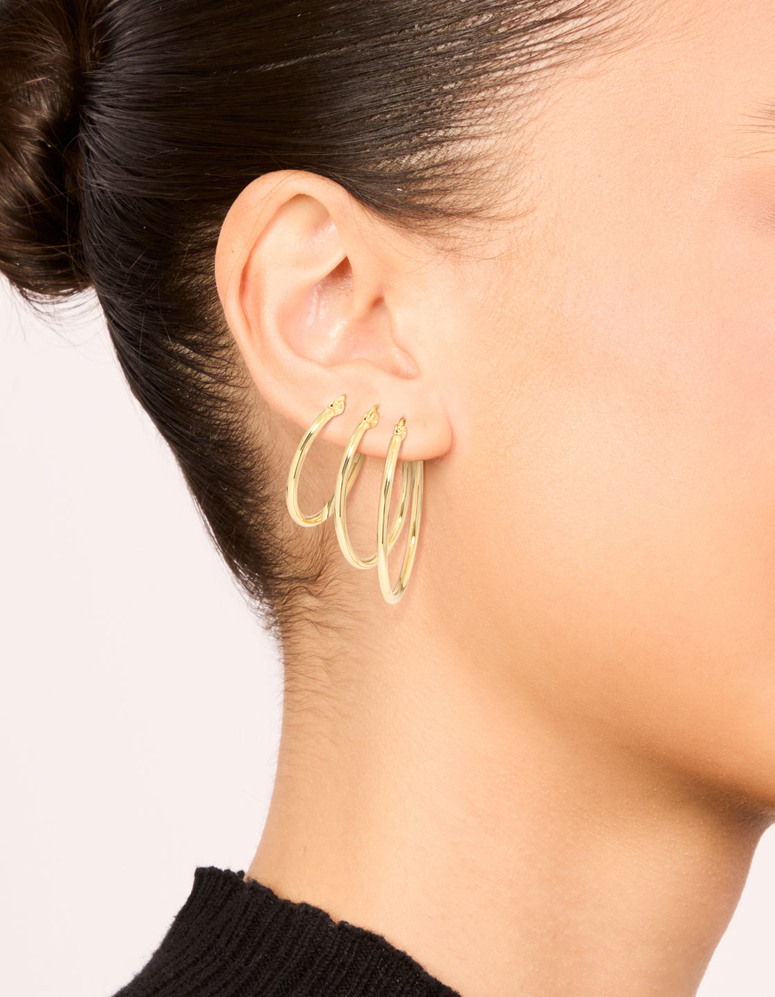 Waterproof Gold Plated Stainless Steel Large Thin Mix Hoop Earrings 3-Pack