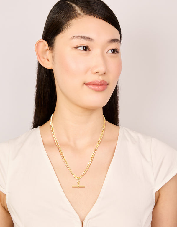 Waterproof Gold Plated Stainless Steel T Bar Short Necklace