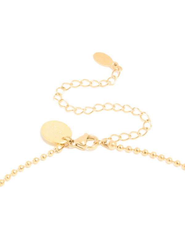 Waterproof Gold Plated Stainless Steel Bezel Tiger's Eye Semi Precious Stone Necklace