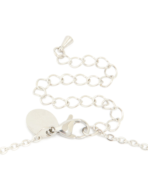 Designed with waterproof stainless steel and multi cubic zirconia, this large cross necklace with statement elements in silver and clear clasp detail view