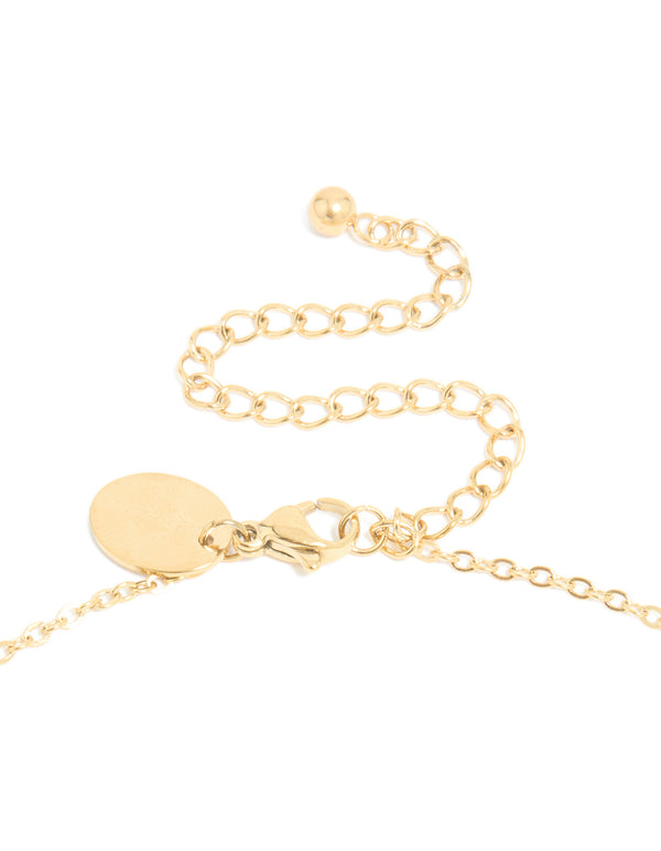 Waterproof Gold Plated Stainless Steel Cubic Zirconia Anchor Pendant Necklace
