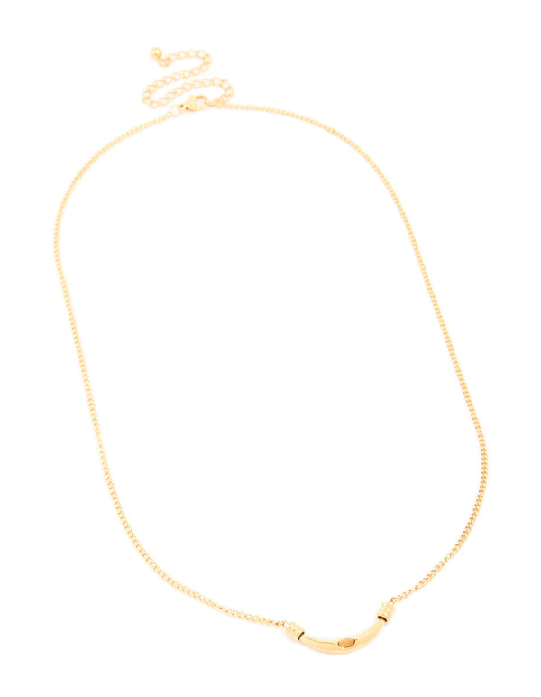 Waterproof Gold Plated Stainless Steel Tiger's Eye Bar Necklace