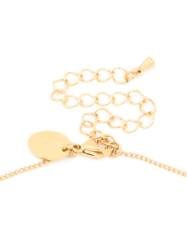 Waterproof Gold Plated Stainless Steel Cubic Zirconia Pavé Starfish Pendant Necklace