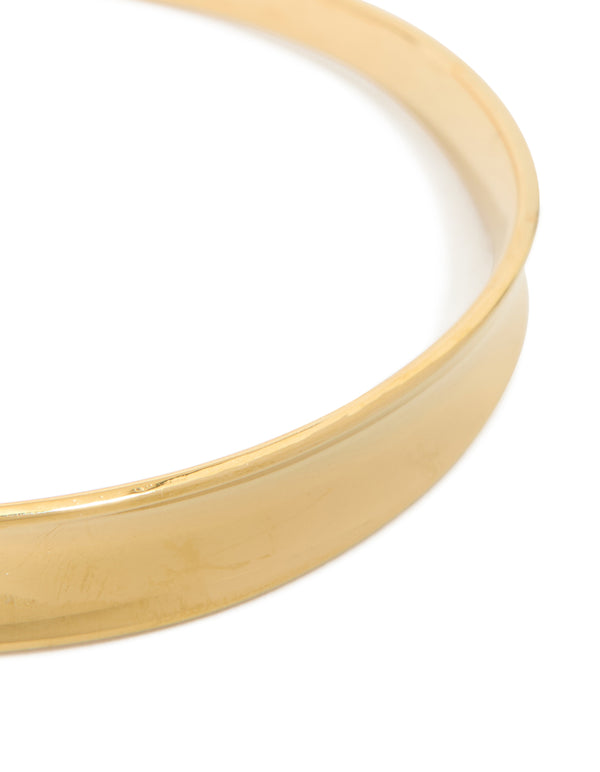 Designed with waterproof gold plated stainless steel thin wrist cuff bracelet close up view