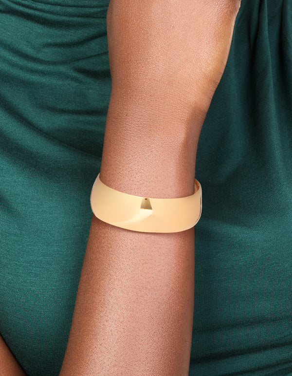 Waterproof Gold Plated Stainless Steel Thick Open Wrist Cuff