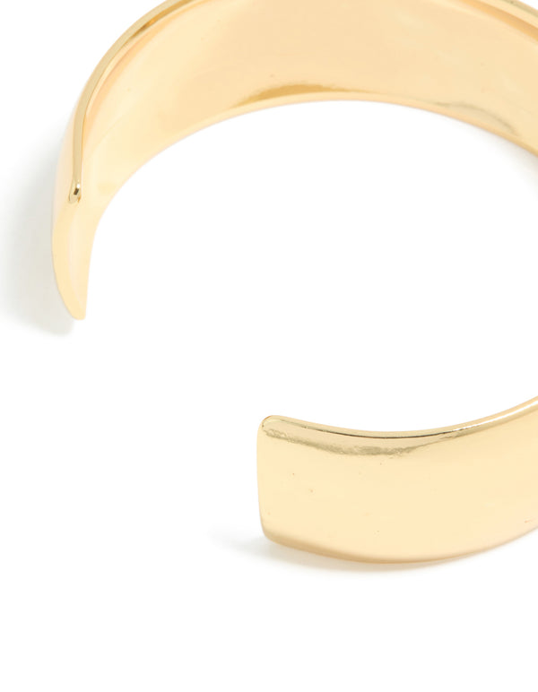 Waterproof Gold Plated Stainless Steel Thick Open Wrist Cuff