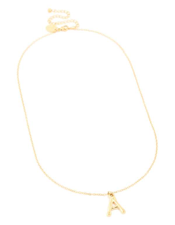 Waterproof Gold Plated Stainless Steel Bamboo Letter A Necklace