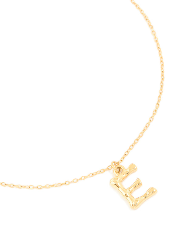Waterproof Gold Plated Stainless Steel Bamboo Letter E Necklace