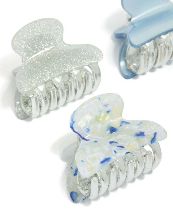 White & Blue Claw Clips 4-Pack