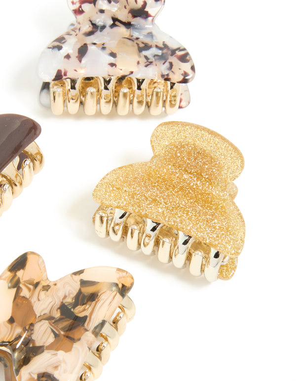 Brown & Gold Acrylic Claw Clips 4-Pack