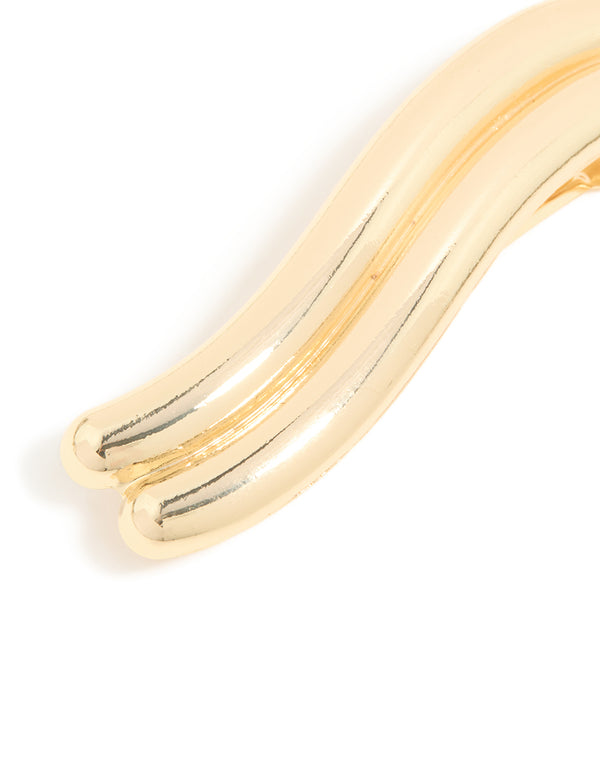 Gold Wavy Barrette Clip