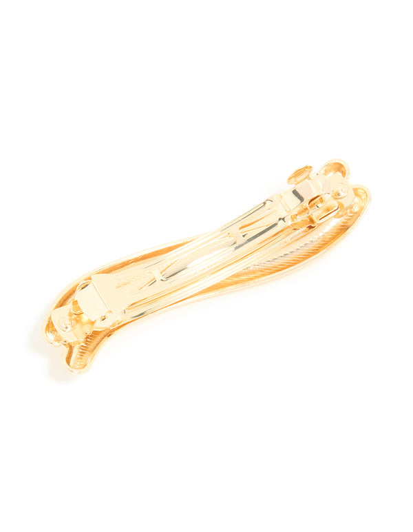 Gold Wavy Barrette Clip