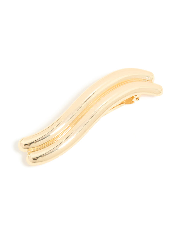 Gold Wavy Barrette Clip