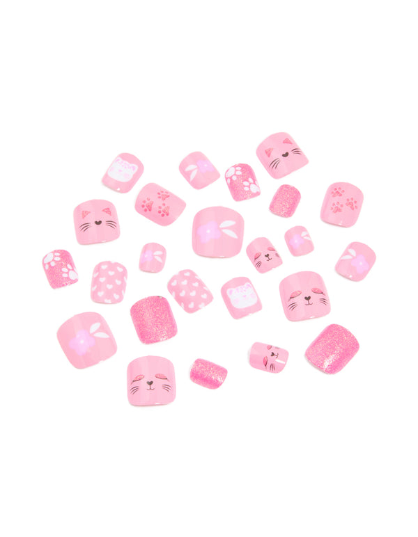 Kids Cats & Heart Design Press On Nails Set