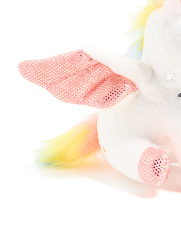 Kids Glitter Fabric Winged Unicorn Key Chain