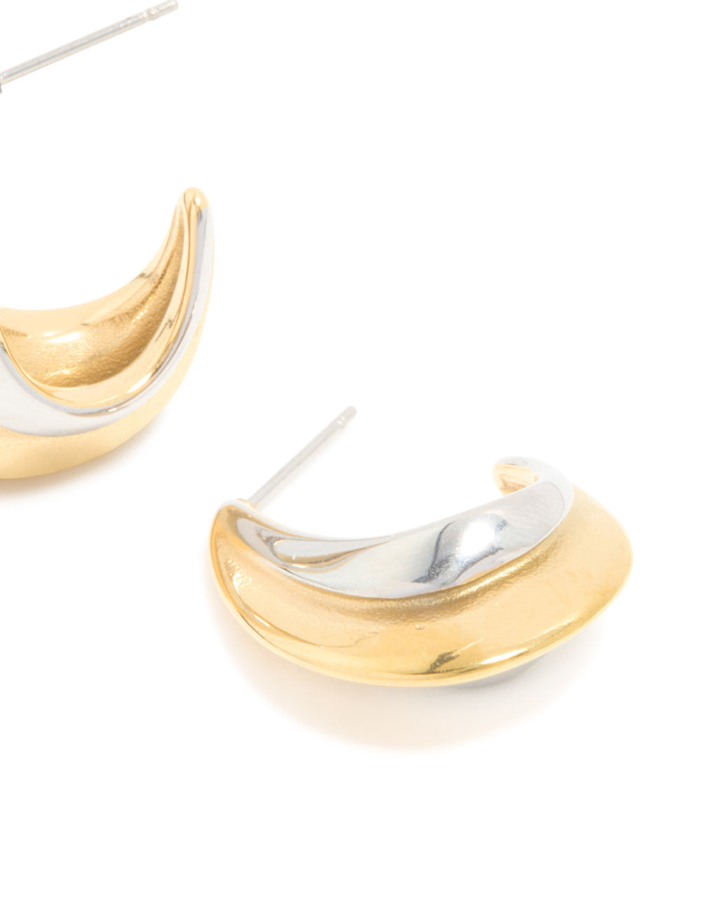 Waterproof Mixed Metal Plated Stainless Steel Small C Shaped Illusion Hoop Earrings