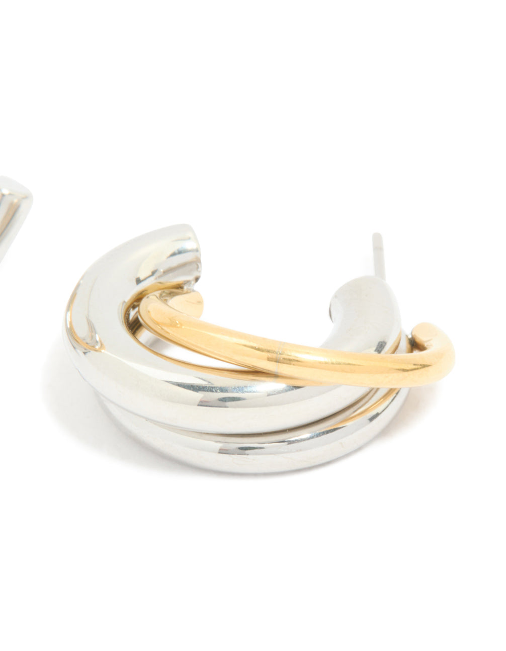 Waterproof Mixed Metal Plated Stainless Steel Large Trio Illusion Hoop Earrings