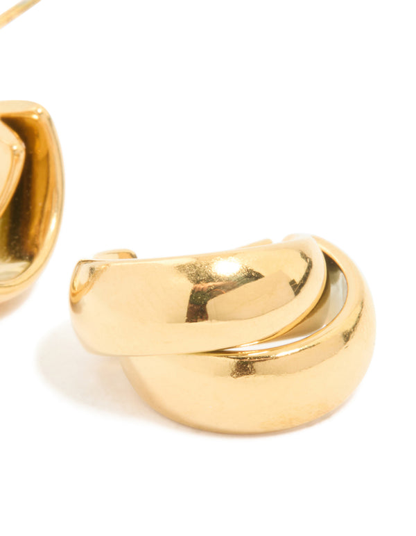 Waterproof Gold Plated Stainless Steel Wrapped Illusion Hoop Earrings