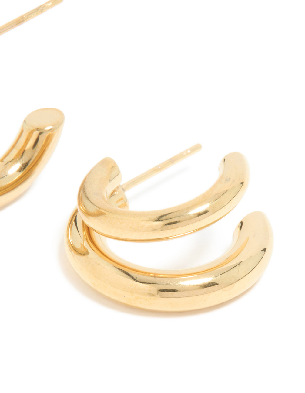 Waterproof Gold Plated Stainless Steel Double Illusion Open Hoop Earrings