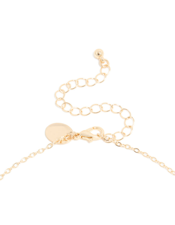 Gold Cubic Zirconia Floral Y-Necklace