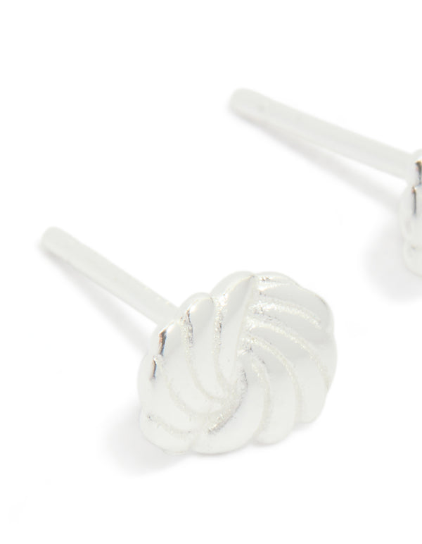 Sterling Silver Textured Twist Stud Earrings