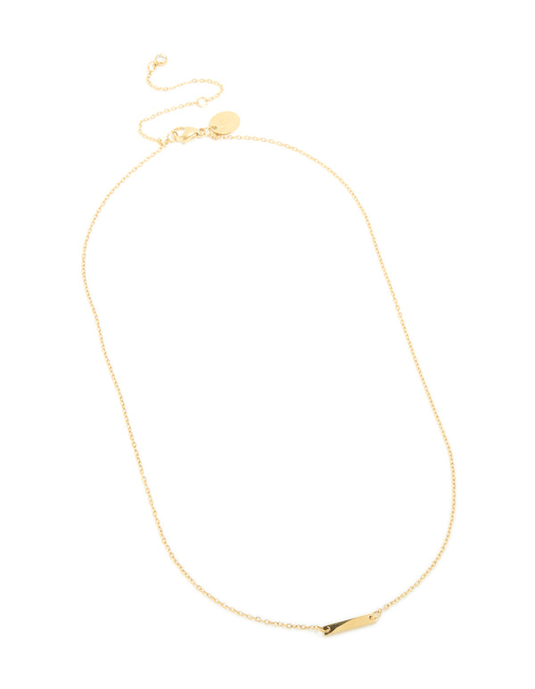 Waterproof Gold Plated Stainless Steel Mini Engravable Bar Necklace