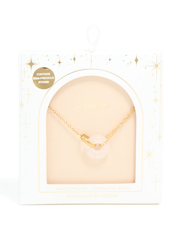 Waterproof Gold Plated Stainless Steel Acrylic Doughnut Pendant Necklace