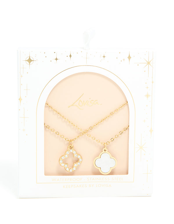 Waterproof Gold Plated Stainless Steel Shell Flower Necklaces 2 Pack