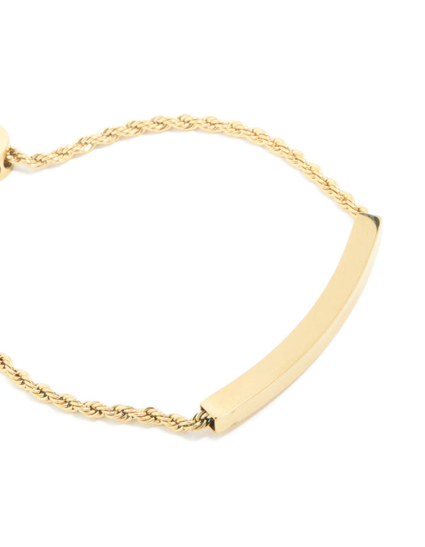 Waterproof Gold Plated Stainless Steel Twist Engravable Bar Toggle Bracelet