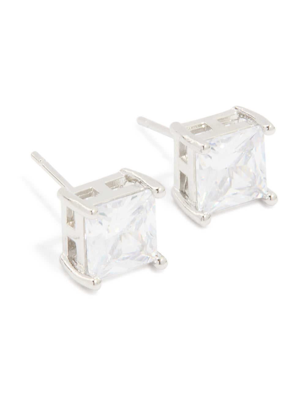 Mens Waterproof Stainless Steel Square Cubic Zirconia Stud Earrings