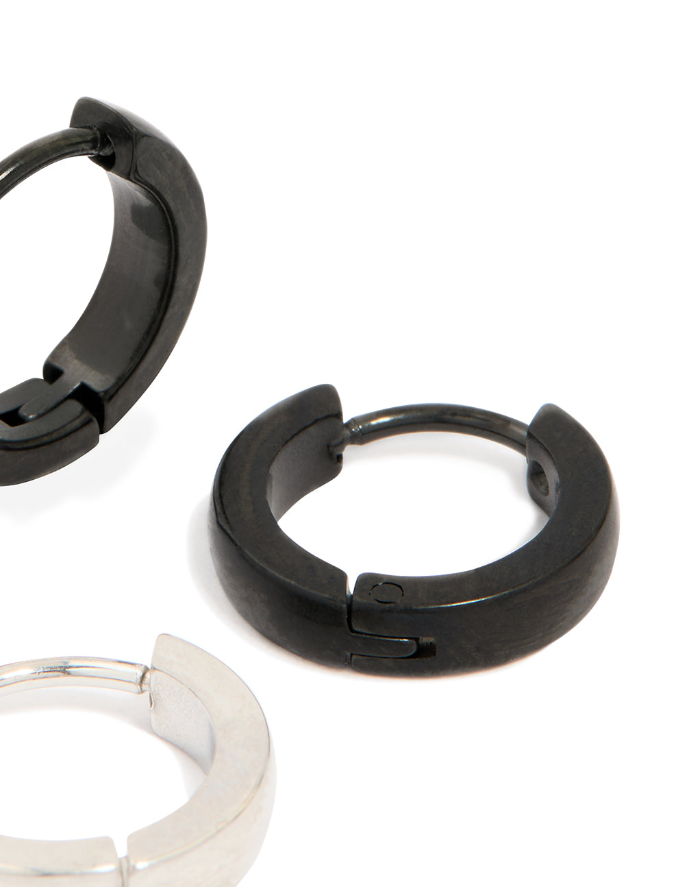 Men's Waterproof Mixed Metal Stainless Steel Huggie Earrings 2 Pack