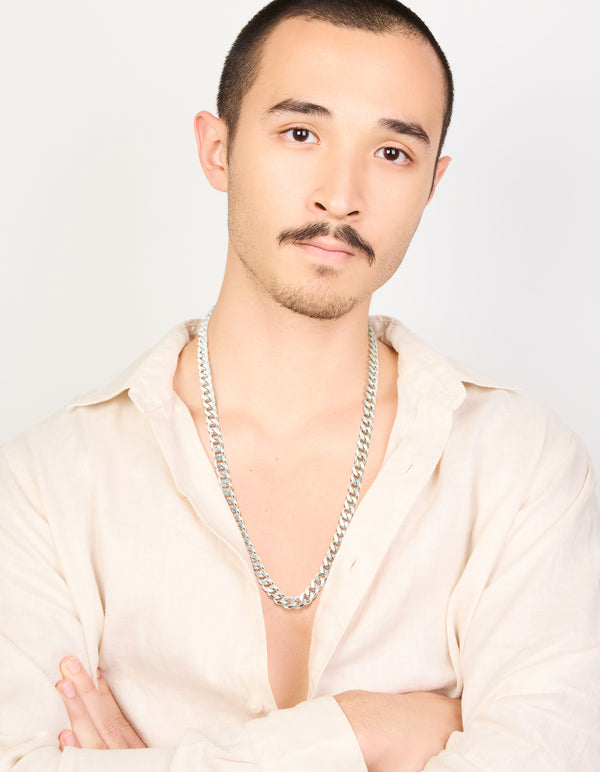 Mens Waterproof Stainless Steel Small Miami Cuban Necklace