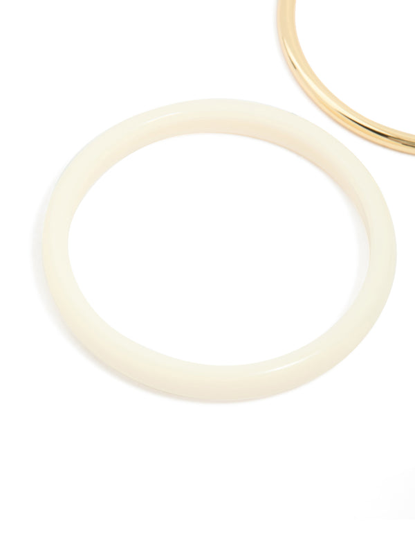Gold Smooth & Cream Acrylic Bangles 2-Pack