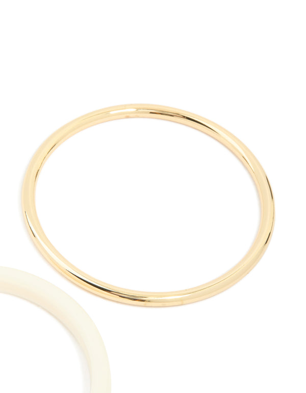 Gold Smooth & Cream Acrylic Bangles 2-Pack