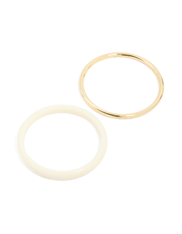 Gold Smooth & Cream Acrylic Bangles 2-Pack
