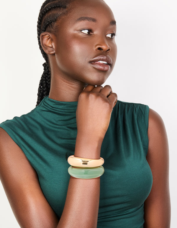 Gold & Green Acrylic Wrist Cuffs 2-Pack