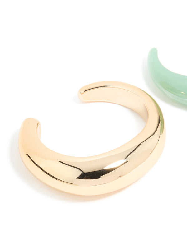 Gold & Green Acrylic Wrist Cuffs 2-Pack