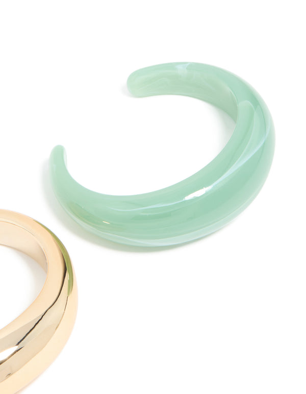 Gold & Green Acrylic Wrist Cuffs 2-Pack