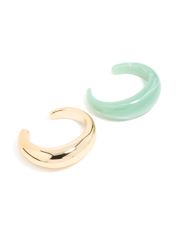 Gold & Green Acrylic Wrist Cuffs 2-Pack