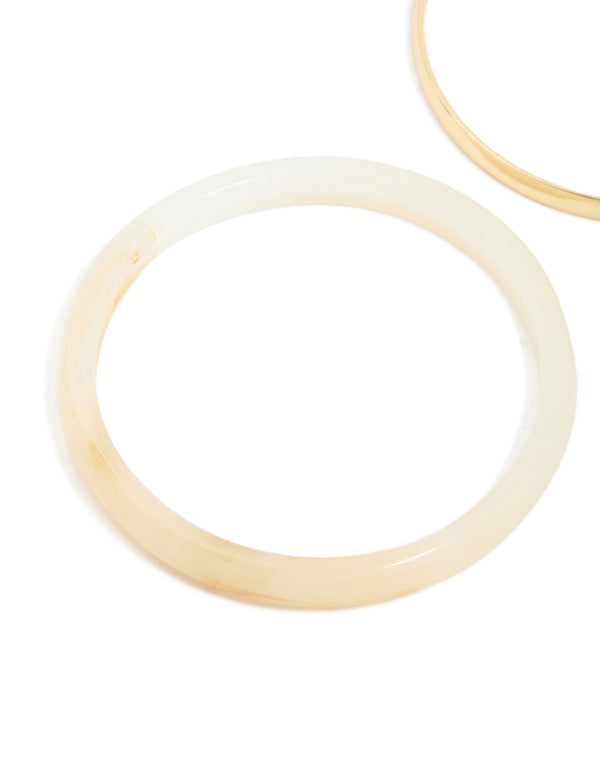 Gold Smooth & Neutral Acrylic Bangles 2-Pack