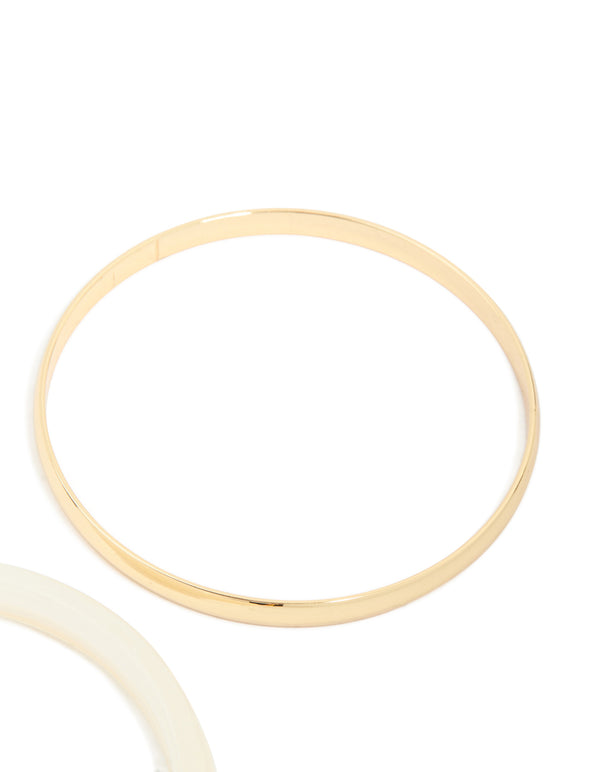 Gold Smooth & Neutral Acrylic Bangles 2-Pack