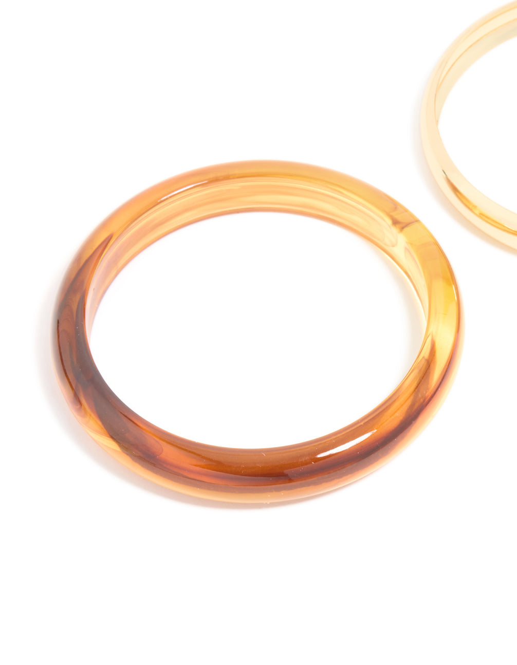 Brown Acrylic & Gold Bangles 2-Pack