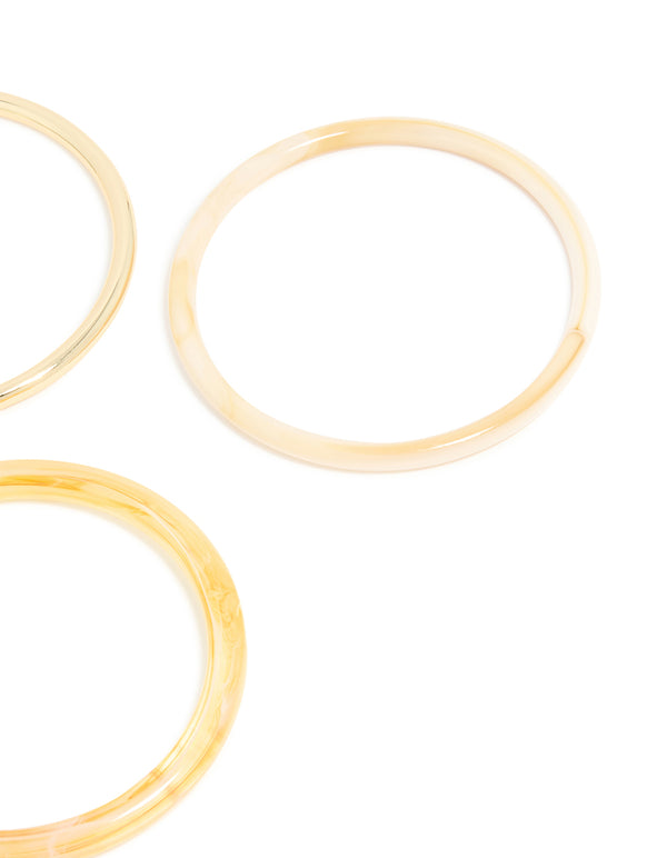 Gold Neutral & Yellow Acrylic Thin Bangles 3-Pack