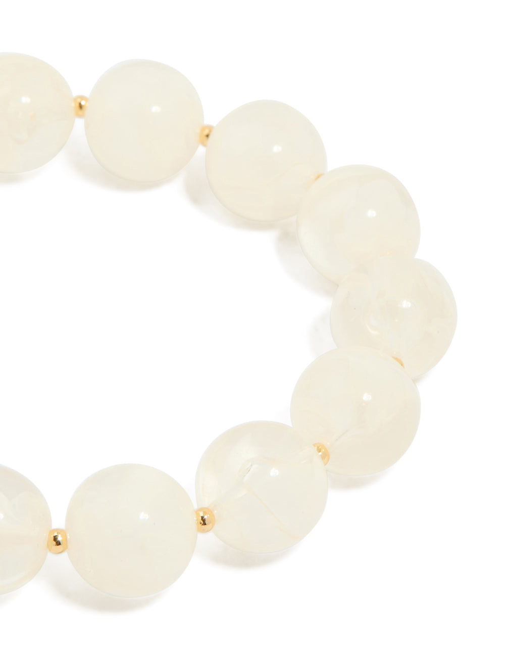 Gold Cream Acrylic Beaded Stretch Bracelet