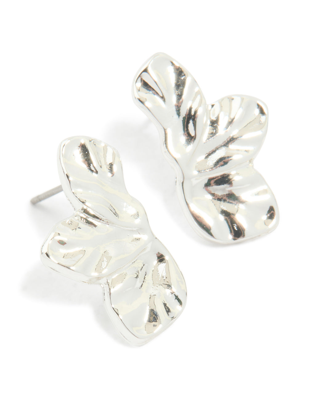 Silver Mini Flower Fan Stud Earrings