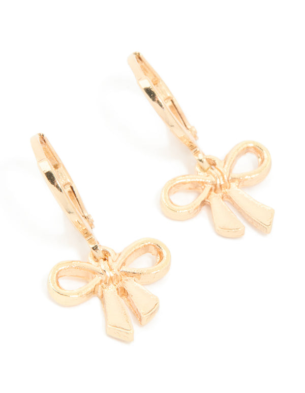 Gold Mini Bow Huggie Earrings