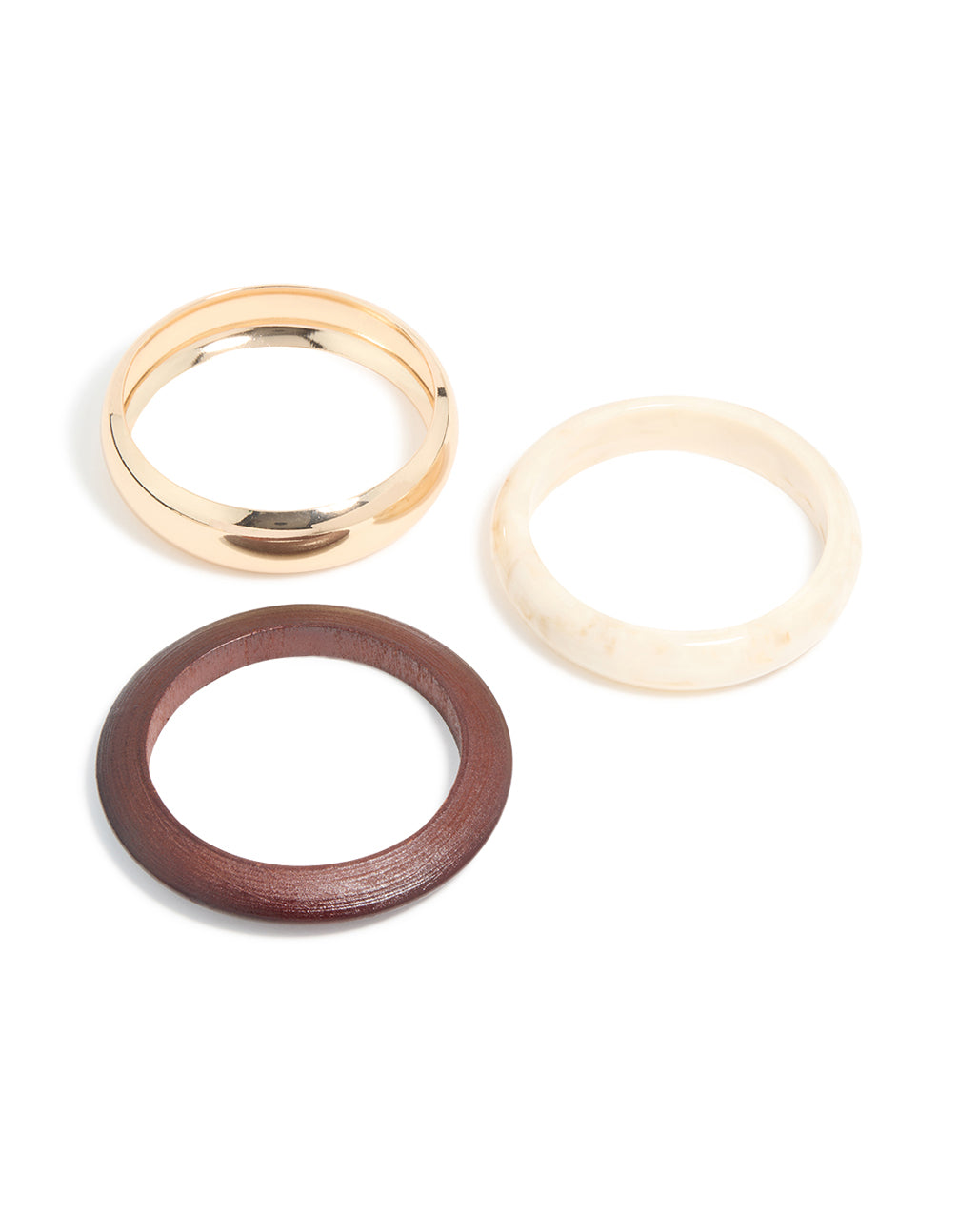 Gold, Wood & Acrylic Bangles 3-Pack